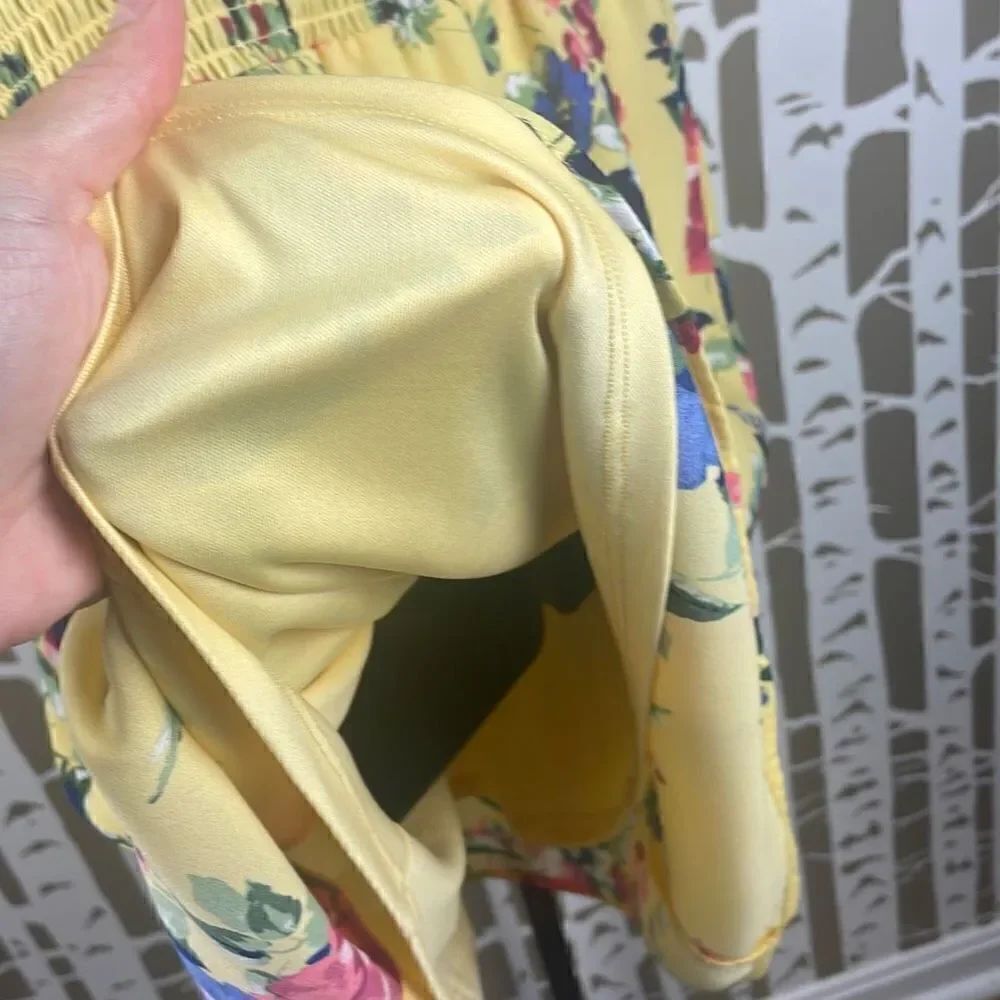 Floral Print Puff Sleeve Chiffon Dress L - Picture 5 of 10
